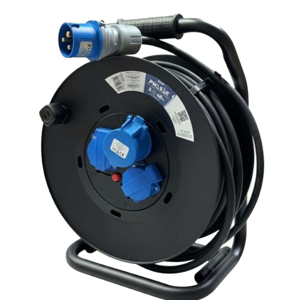 Regleta enrollable PHASAK 4× Schuko con protección – 10 m (BN 3411)