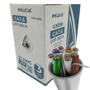 Bobina de Cable de Red Cat.6 UTP Sólido PHASAK AWG23 CCA 305M - PHR 6302