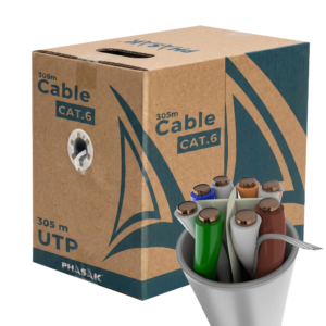 Bobina de Cable de Red Cat.6 UTP Sólido PHASAK AWG23 CCA 305M - PHR 6302