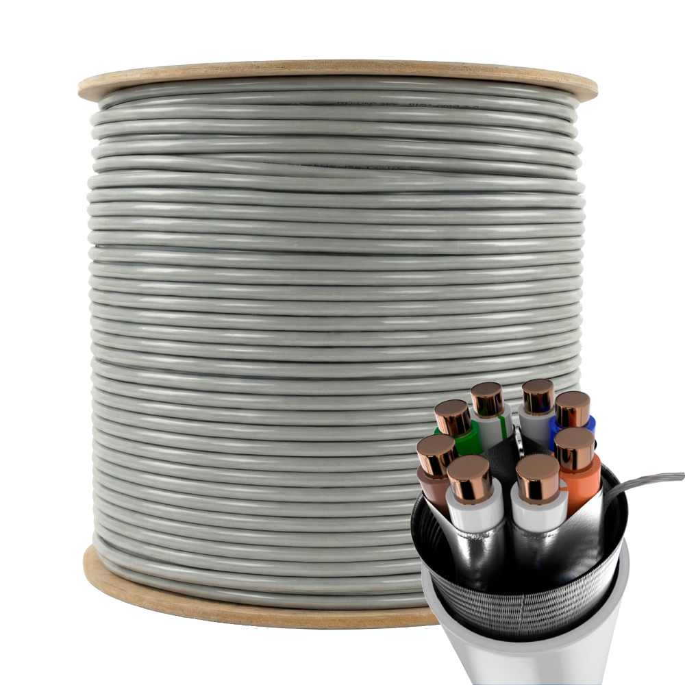 Bobina Cobre 100% Sólido S/FTP Certificada LSZH PHASAK AWG23 Cat.6A 305 m cable de red - PHR 660