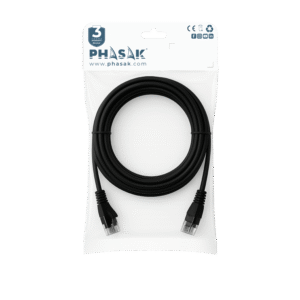 Latiguillo de Red Cu (100% Cobre) PHASAK Cat. 6 UTP RJ45 Negro 10 m