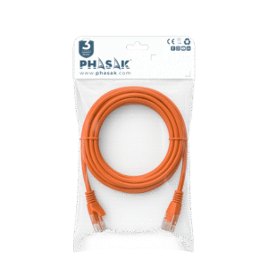 Latiguillo de Red Cu (100% Cobre) PHASAK Cat. 6 UTP RJ45 Naranja 2 m