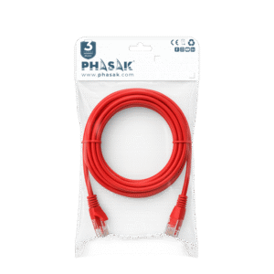 Latiguillo de Red Cu (100% Cobre) PHASAK Cat. 6 UTP RJ45 Rojo 2 m