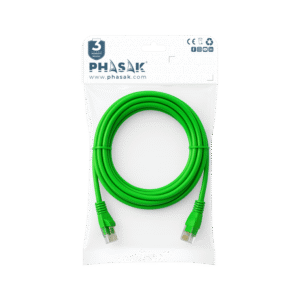 Latiguillo de Red Cu (100% Cobre) PHASAK Cat. 6 UTP RJ45 Verde 7 m