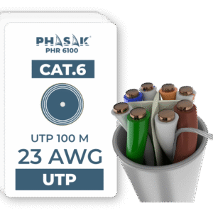 Bobina de Cable de Red 100 m UTP Sólido PHASAK AWG23 Cat.6 CCA - PHR 6100
