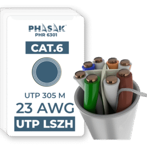 Bobina de Cable de Red Cat.6 UTP LSZH Sólido PHASAK AWG23 CCA 305M - PHR 6301