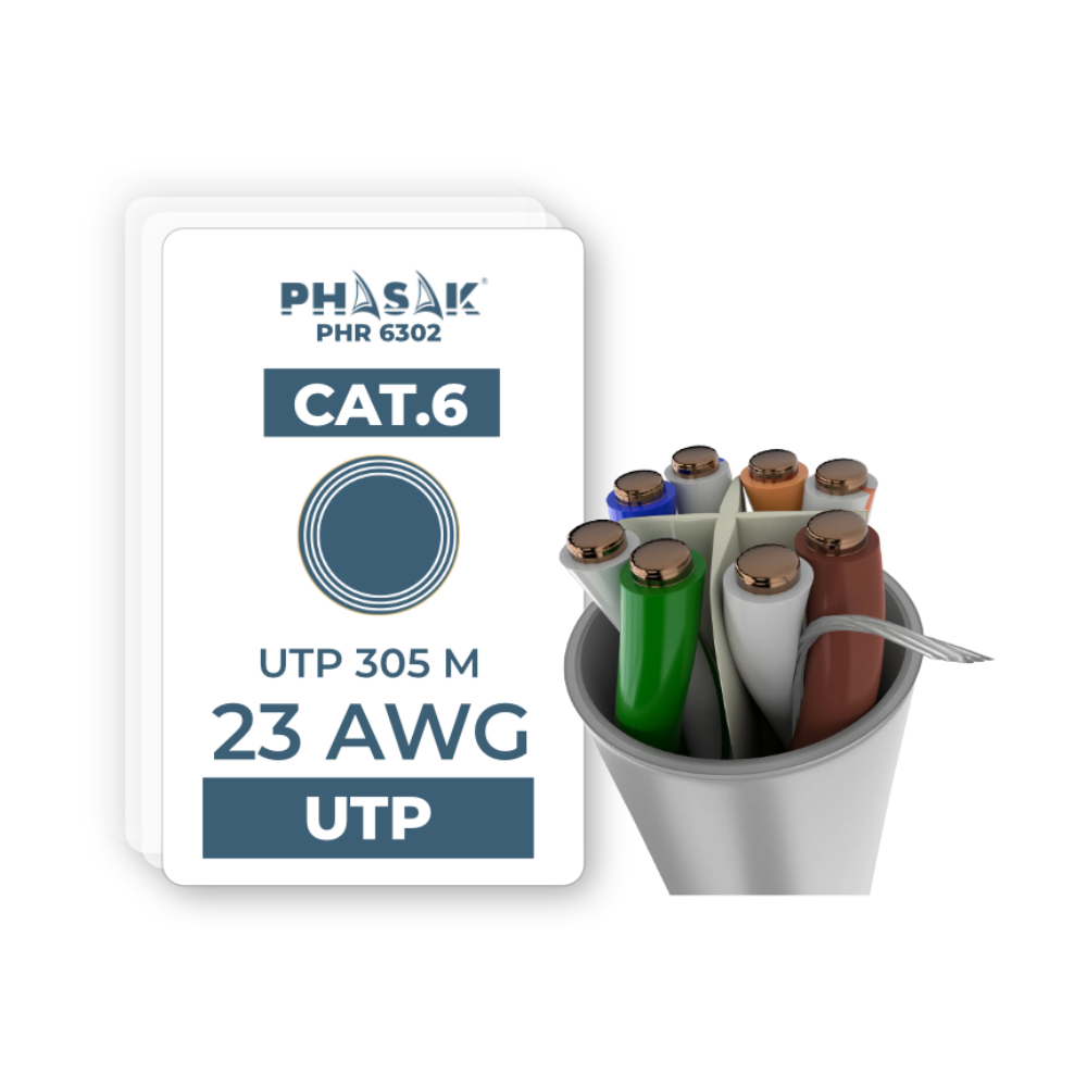 Cat.6 UTP Sólido PHASAK AWG23 CCA 305 m – PHR 6302 Cat.6 UTP Sólido PHASAK AWG23 CCA 305 m – PHR 6302 – bobina cable phasak phr 6302 b 1