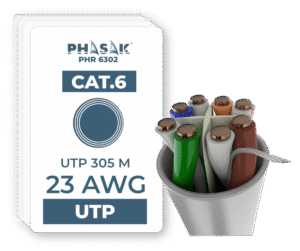 Bobina de Cable de Red Cat.6 UTP Sólido PHASAK AWG23 CCA 305M - PHR 6302