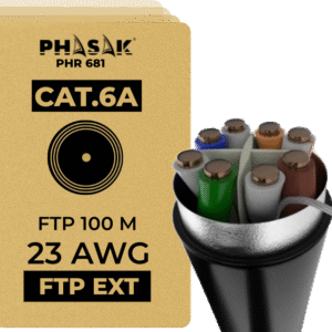 Bobina de Cable de Red Exterior CCA Sólido en caja · FTP · Cat. 6A · 100 Metros – PHR 681